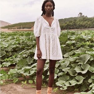 THE GREAT. The Pathway Mini White Dress L